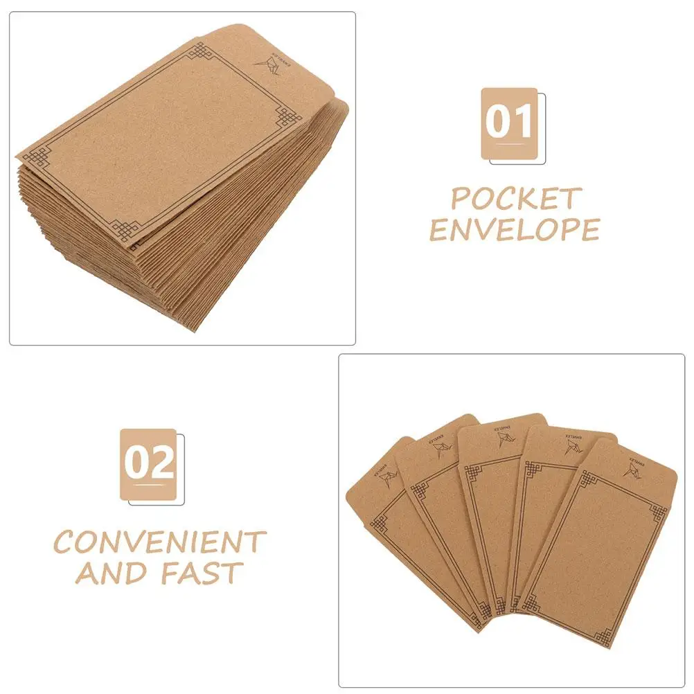 Buste autoadesive in carta kraft spessa da 50 pezzi per carte, documenti, monete piccole, chiavi, buste per contanti, budget
