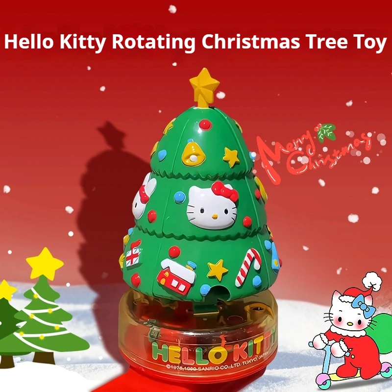 

Hellokitty Rotating Christmas Tree Toy For Girls Children'S Gift Kitty Cat Christmas Gift Actiontoy Figures Animation Derivative