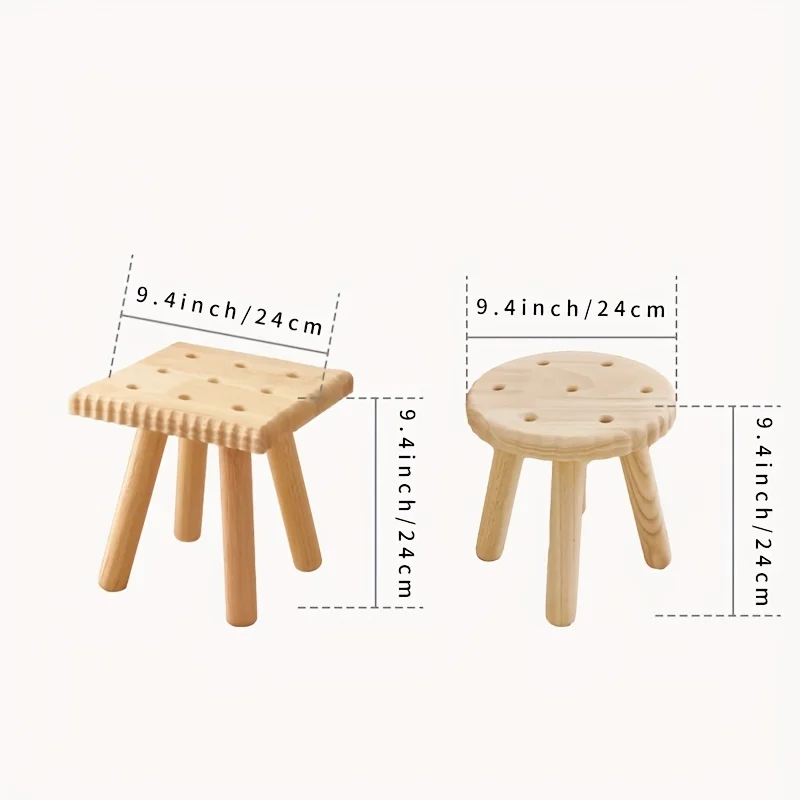 1pc Small Biscuit Wooden Chair, Wood Chair, Stool Chair, Handmade, For Playroom, Bedroom, Eating, Reading, Playing