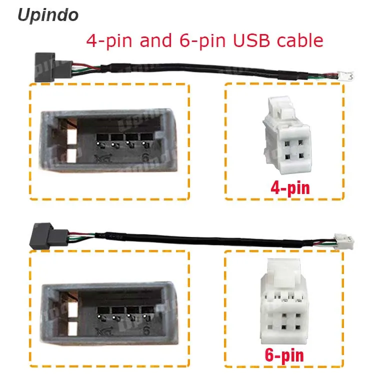 2pcs Adaptateur Câble Extension USB Voiture 4 Et 6 Broches 76cm - Compatible Android Autoradio