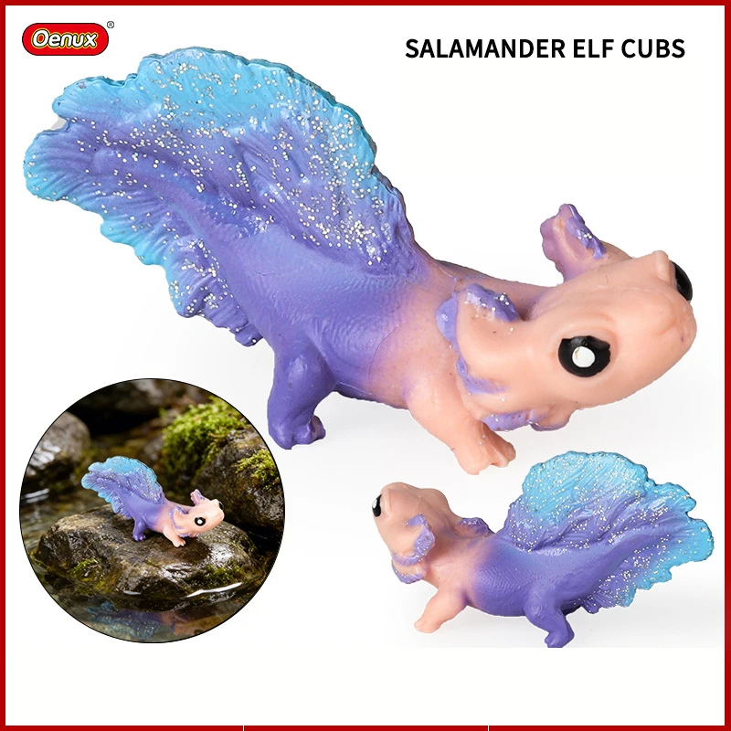 

Simulation Salamander Little Elf Toy Cute Home Decor Display Figurine Rainbow-coloured Salamander Animal Model Creative Gifts