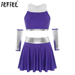 Womens Halloween Cosplay Outfits Sleeveless Crop Top Gloves And Mini Swing Skirt Carnival Themed Party Cosplay Costumes Clubwear