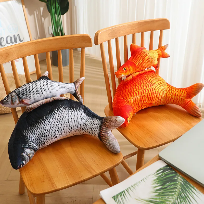 Interessante pesce simulato peluche bambola cuscino posteriore realistico crociano carpa squalo peluche decorazione auto sedia divano regalo per ragazzi