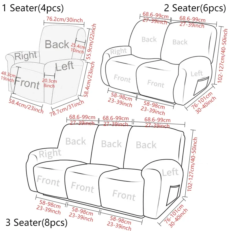 Recliner Sofa Cover Elastic Bottom Furniture Protector Printed Sofa Covers with Side Pockets For Bedroom Office Living Room Sofa