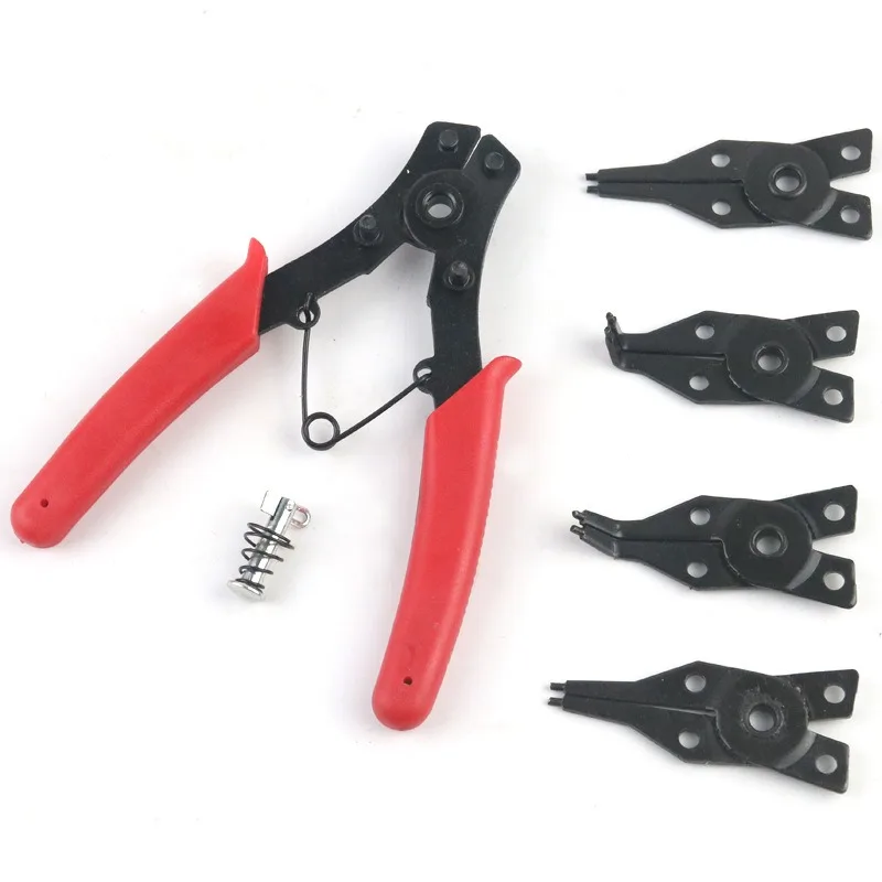 4 in 1 Circlip Pliers Set Snap Ring Pliers Removable Head Retaining Ring Pliers Hand Tool Multi Functional for Crimping and Repa