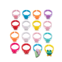 50/100pcs Plastic Adjustable Pink Colorful Ring Base For DIY Handmade Kids Children Accessories Findings Jewelry Making Supplies