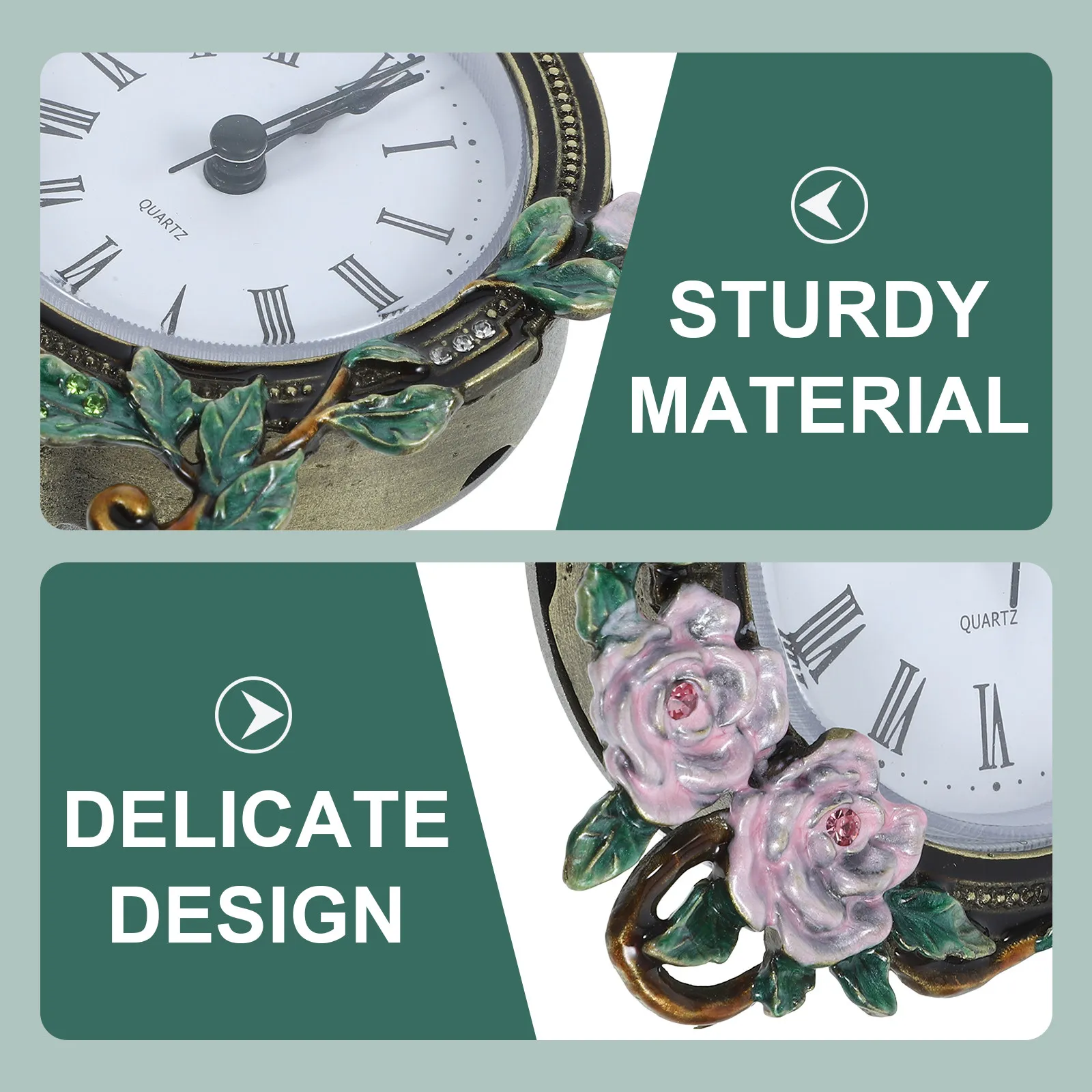 

Small Vintage Table Clock European Retro Style Silent Quartz Movement Desk Clock for Home Study Home Decor Desktop Table Clock,