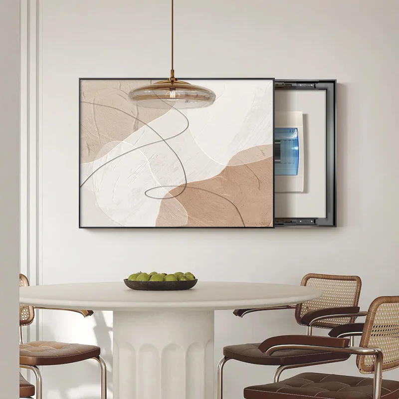 

Cream wind meter box decorative painting Morandi mural minimalist abstract art high sense blocking distribution box hanging pain