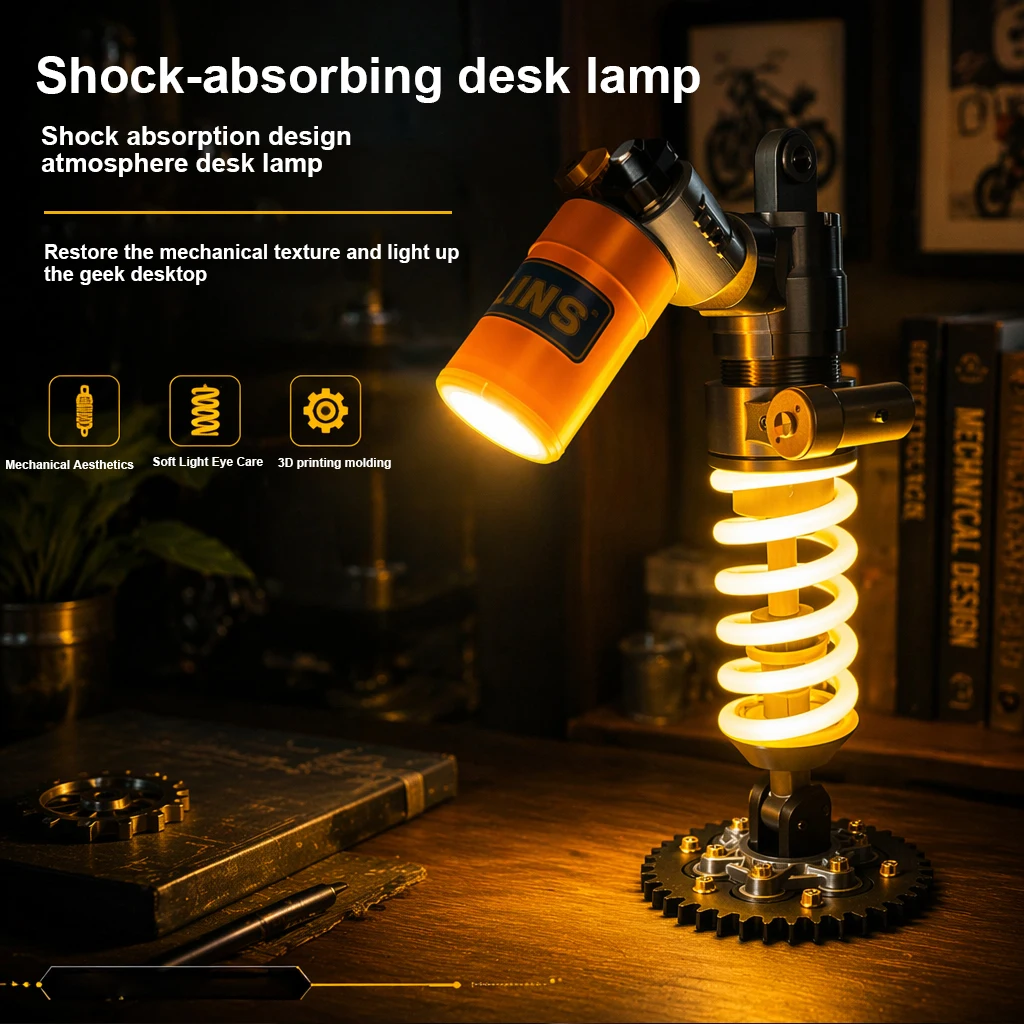 Shock Absorber Desk Lamp,ndustrial Style Ambient Light e-sports desktop ornament, Car Lovers Gift, Boys Birthday Present