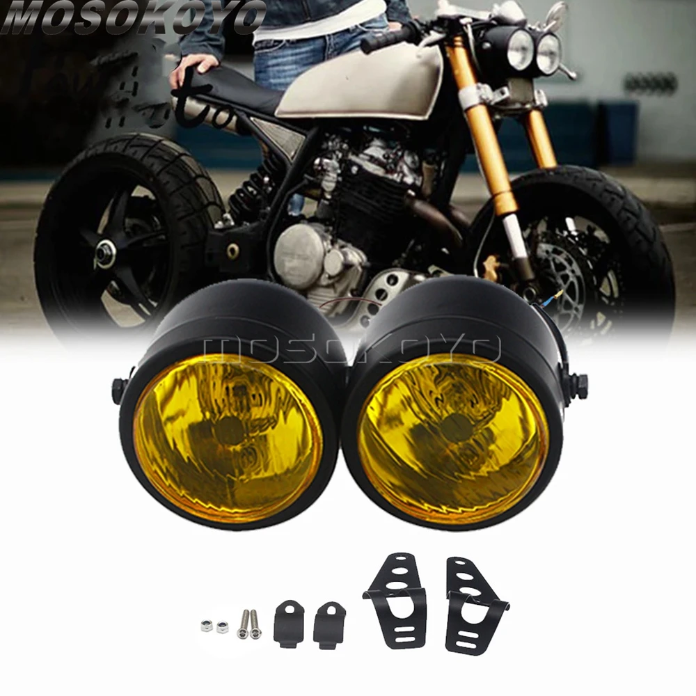 Motorcycle Twin Round Dominator Headlight 3.5\