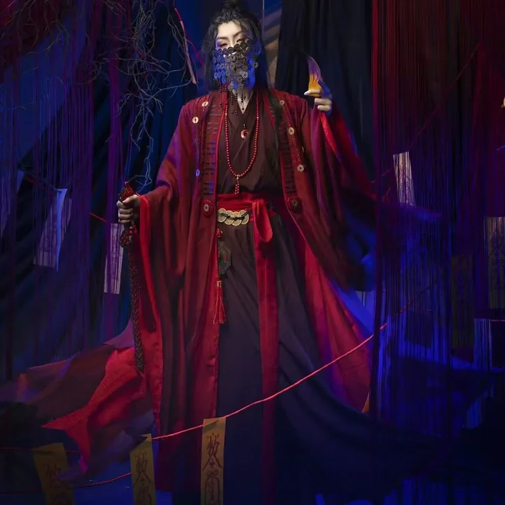 أنيمي داو مذنب الخالد لي Huowang تأثيري حلي الكبار بطانة معطف فستان أطفال مع سروال داخلي الزي القديم الملابس حفلة الهالوين الزي