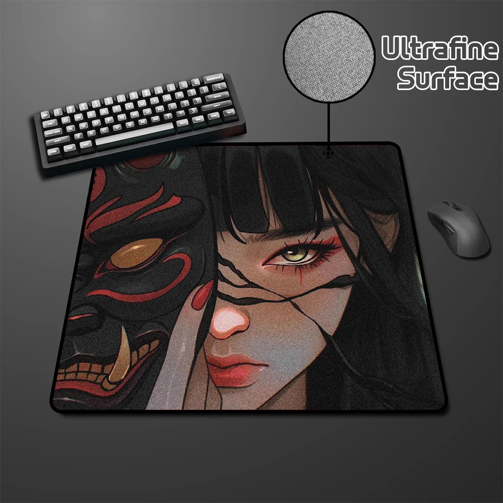 Masker Gaming Muismat Anime Meisje Snelheid Muis Mat Hoge Elastische Antislip Bodem E-Sports Muismat 45X40Cm Premium Toetsenbord Mat