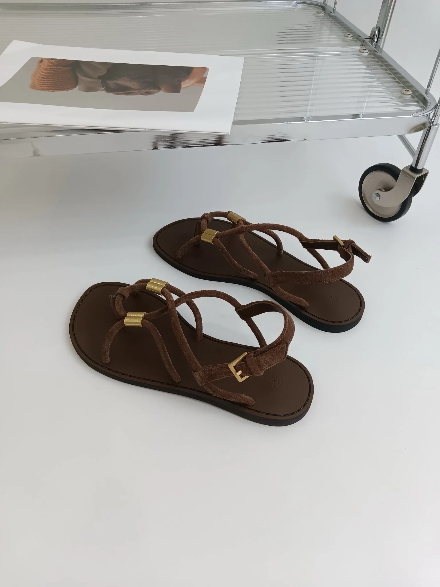 Withered Minimalist Cowhide Shoes Women Flat Sandals Women Genuine Leather Summer Sandals