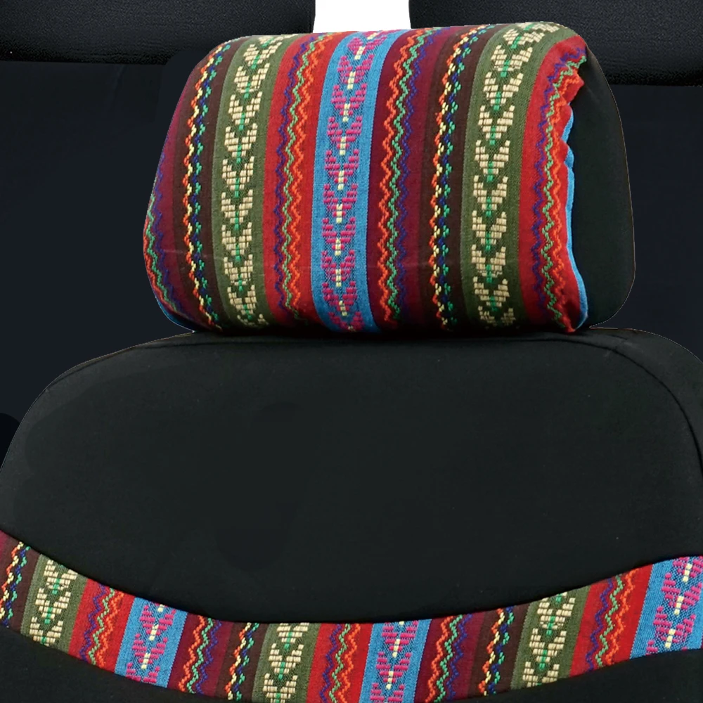 Autokingcovers Universal Colorful Stripes Stitching With Black Polyester Car Seat Covers Airbagseat Compatible Protector Cushion