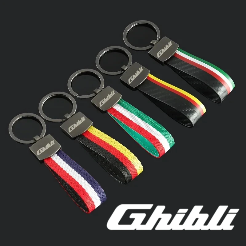 Car Key Chian Keyring for Ghibli GRECALE Levante MODENA Quattroporte Auto Badge Key Rings Holder Pendant Leather