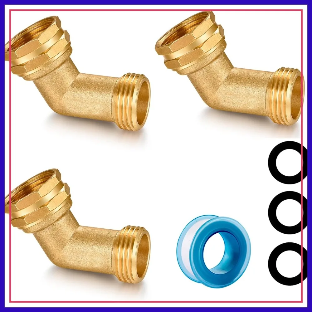 

Garden Hose Elbow 3/4 Inch Thread 45 Degree Angle Extension Adapter Brass Outdoor Faucet 3 Pack