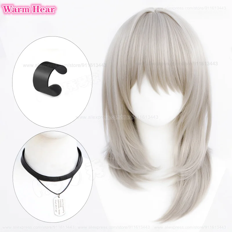 MOMOKA KAWARAGI Synthetic Hair Anime Long 50cm Linen Cosplay Anime Wig With Ear Clip Heat Resistant Hair Halloween Party Wigs