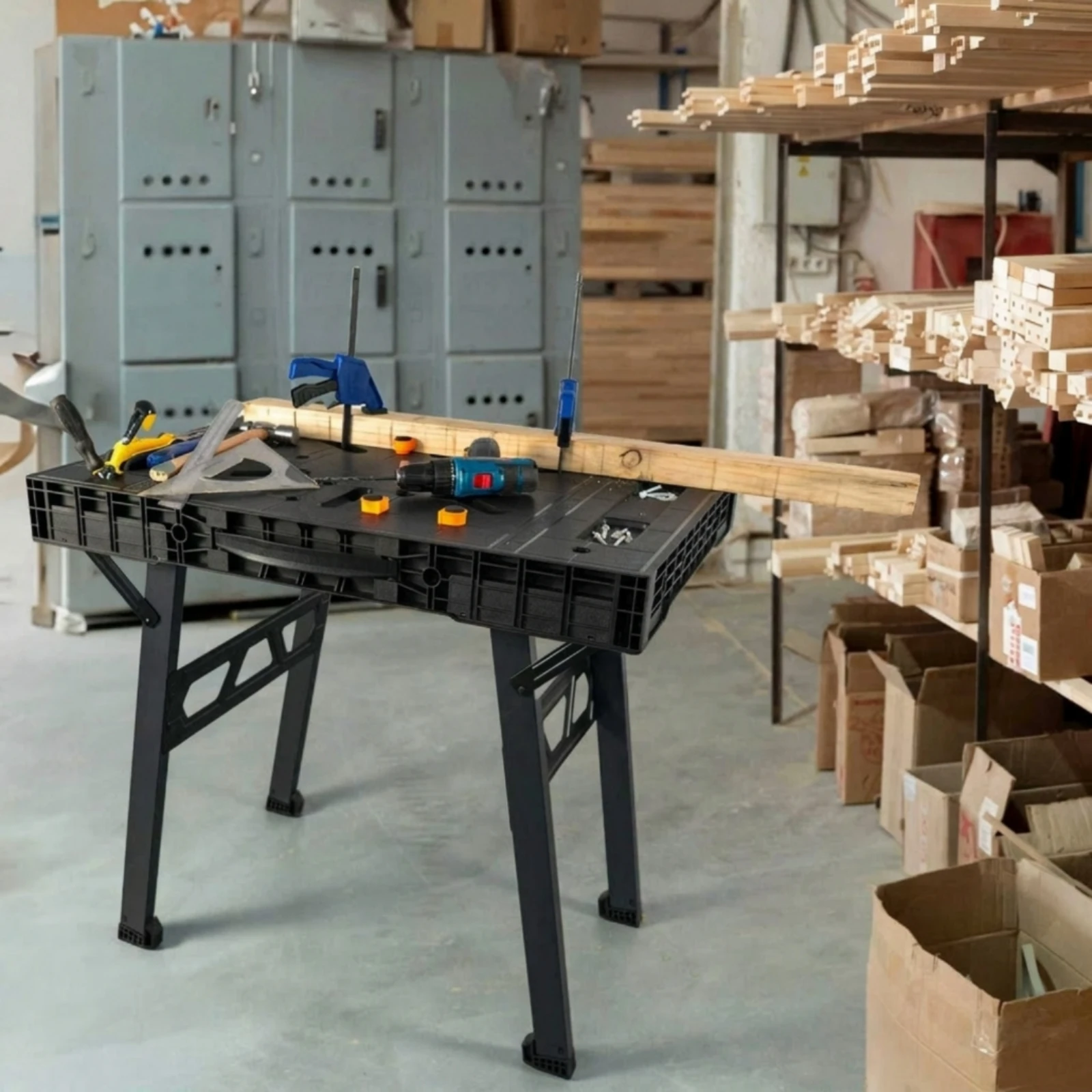 Foldable Workbench Heavy Duty Sawhorse Workbench Portable Work Table Collapsible for Woodworkers, Workshop, Garage