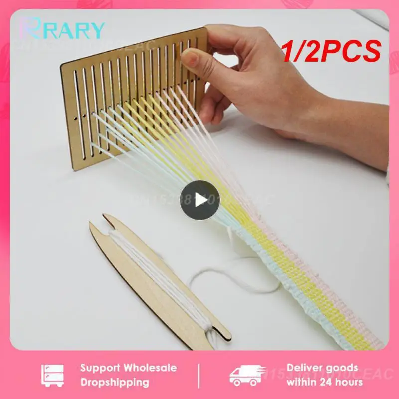 1/2PCS Mini Tapestry Table Wooden Weaving Loom Elastic Bands For Weaving Lacing Machine Knit Wood Comb Kids Toys Material Set