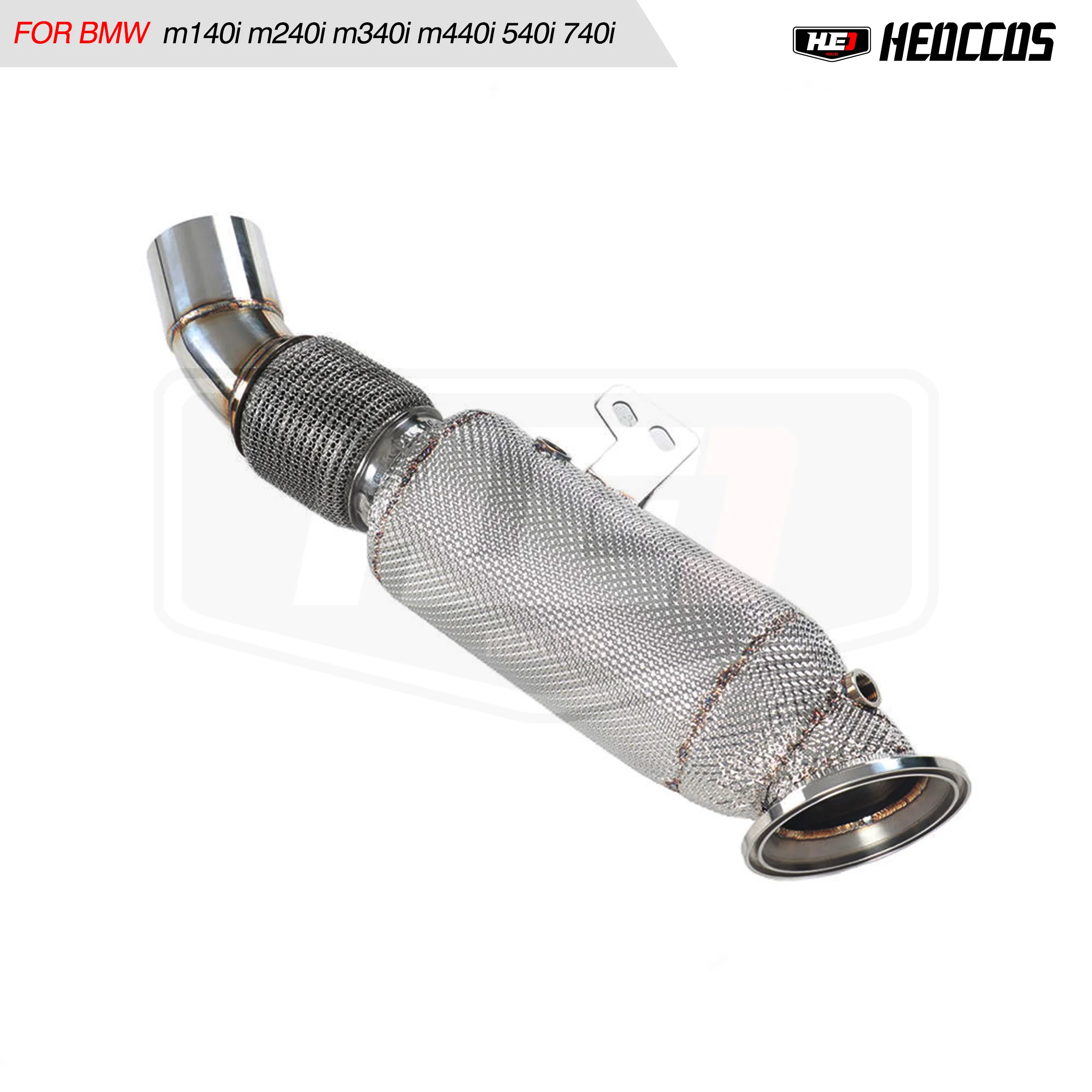 

HEO High flow stainless steel exhaust downpipe with heat shield for BMW m140i m240i m340i m440i 540i 740i 840i x5 x6 x7 z4 b58