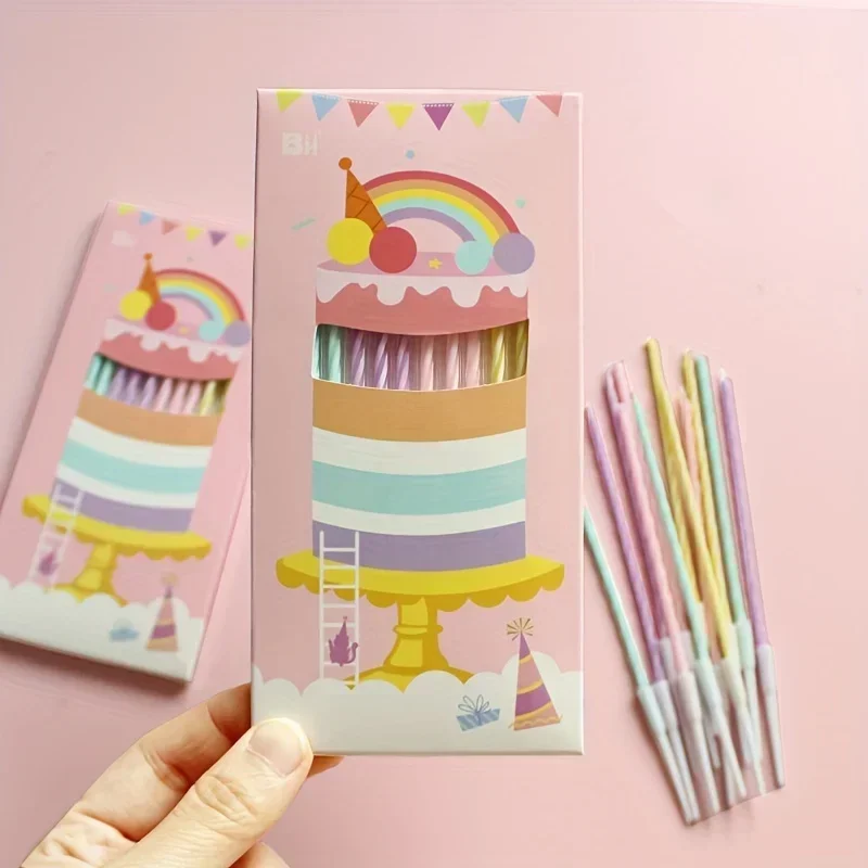 10/12 Stück, Geburtstagskerzen, Bonbonfarbene Foto-Requisiten für Geburtstagsfeiern, Regenbogen-Kuchendekorationen, Jubiläums-Kuchenkerzen – Detail 2