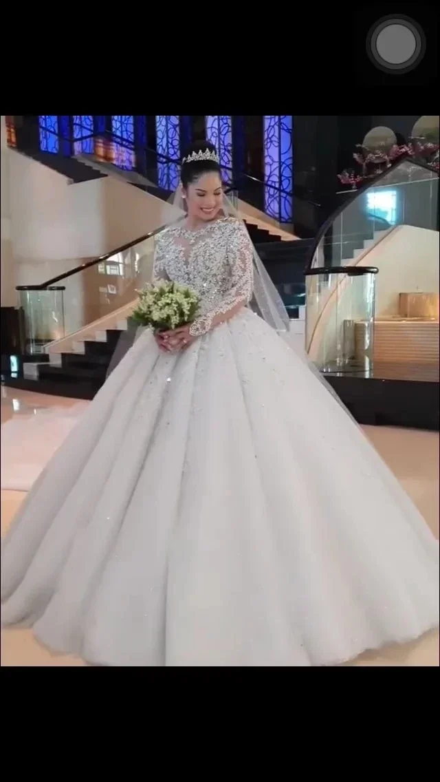 Personalizzato Vestido De Noiva Ensotek Abito da sposa in pizzo di cristallo 2025 Abito da ballo Dubai Arabo Musulmano Abito da sposa Robe De Mariage