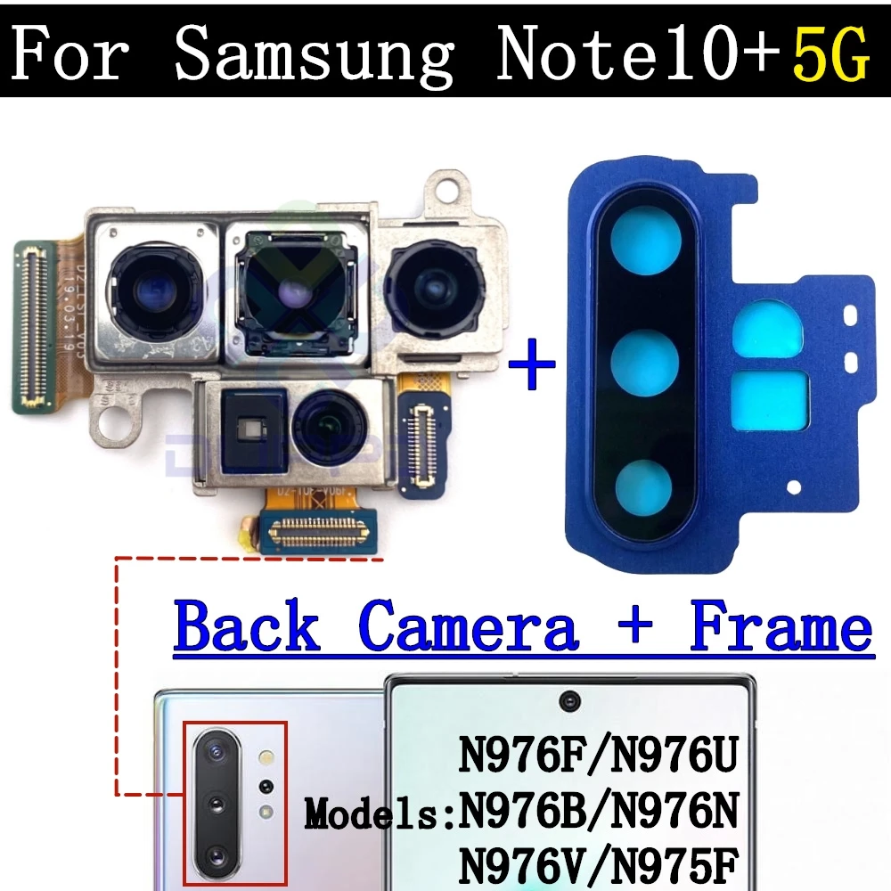 Rear camera lens cover for Samsung Galaxy Note 10 + 5G, n975f, n976n, n976v, n976f, front camera with flex cable