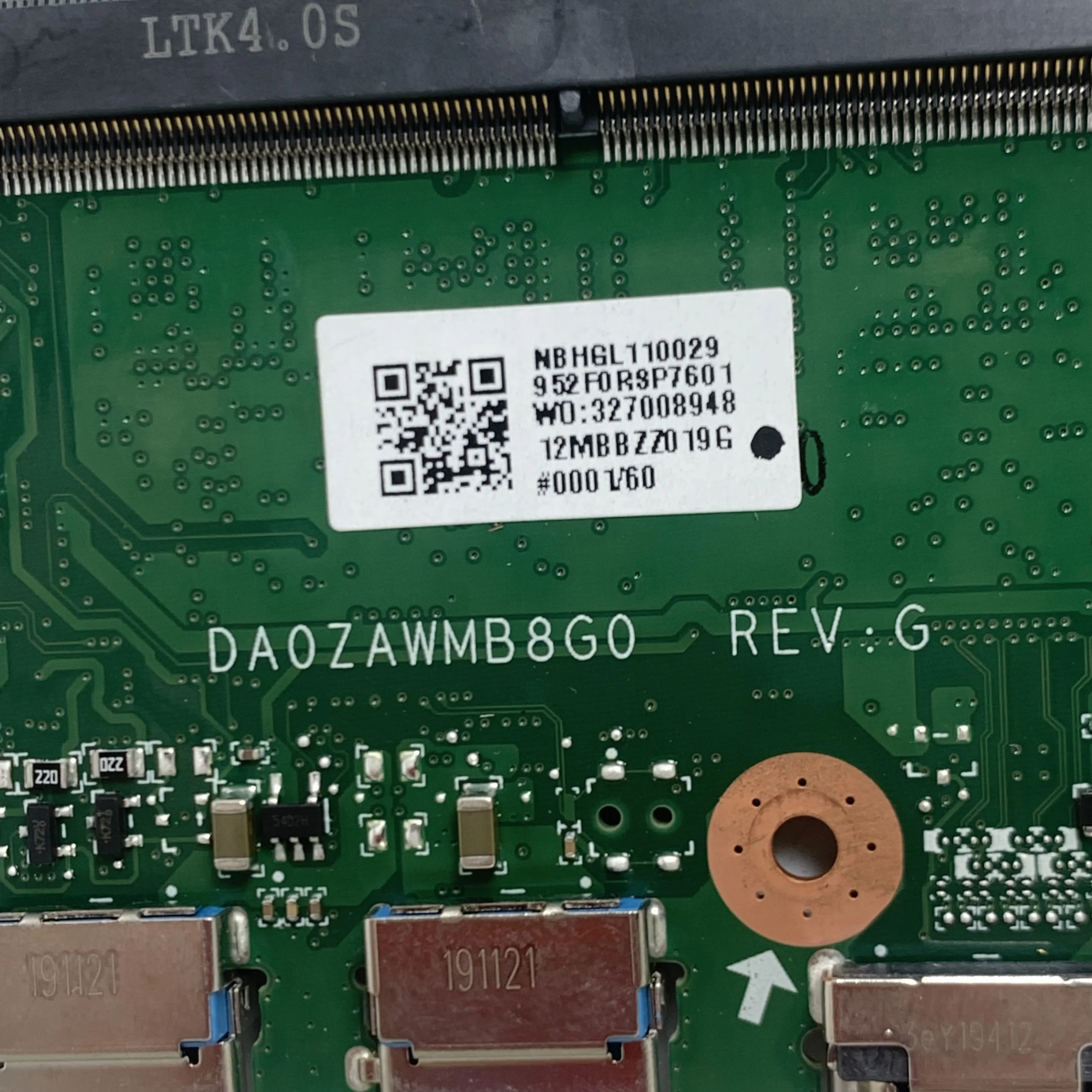 

DA0ZAWMB8G0 NBHN111002 Mainboard For ACER Aspire 5 A515-54 Laptop Motherboard With SRFFX I5-8265U CPU 4GB DDR4 100% Full Tested