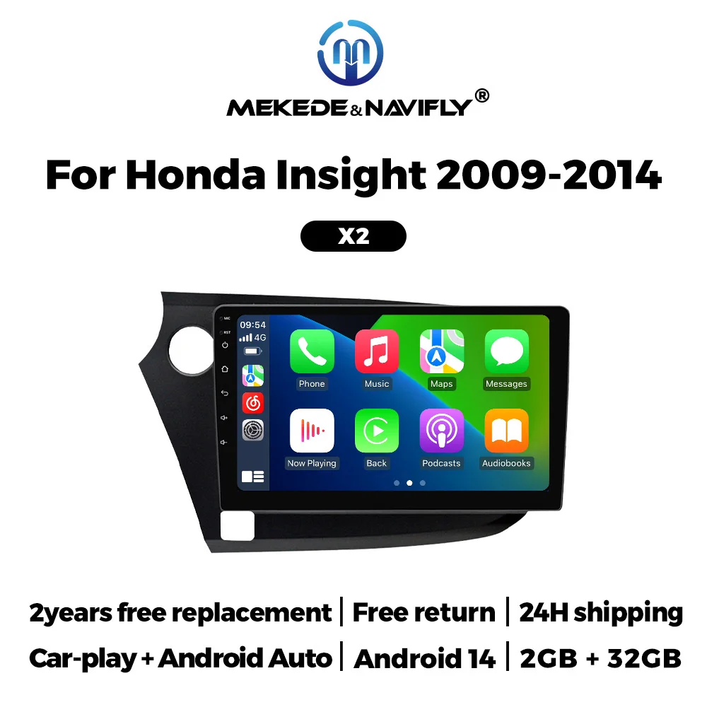 

2Din Android 14 Беспроводной Carplay Android Auto Авторадио для Honda Insight 2 2009-2014 Автомобильный радиоприемник Мультимедийный плеер GPS Головное устройство
