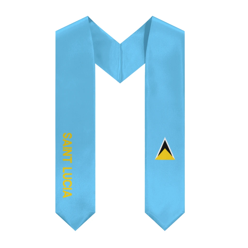 More design Graduation shawl Saint Lucia Flag & United States Flag Stole Sash Honor Study Aboard International Students