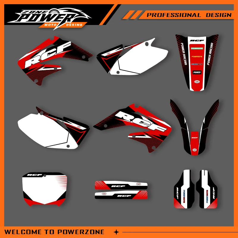 

POWERZONE For HONDA Motocross Team Graphics Background Sticker Decal Kits For HONDA 2002 2003 2004 CRF450 Customized Number 01