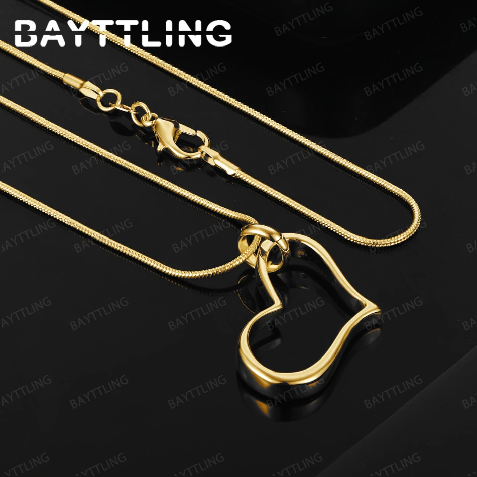 

925 Sterling Silver 18K Gold 16-30 Inch Exquisite Heart Pendant Necklace Luxury Wedding Gift Party Accessories