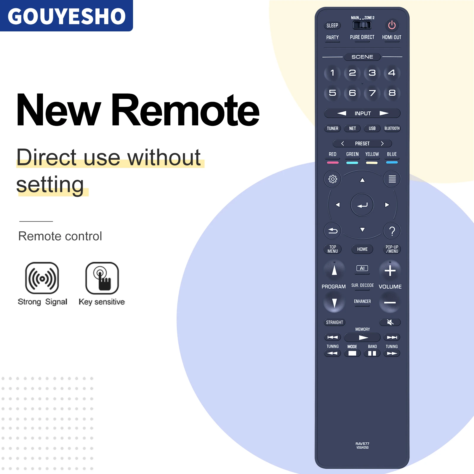 

New Remote Control For Yamaha AV Receiver RAV577 VDQ4050 VDQ40600 RX-A4A RAV578 VDQ40600 RXA4A RX-A6A RXA6A RX-A8A RXA8A