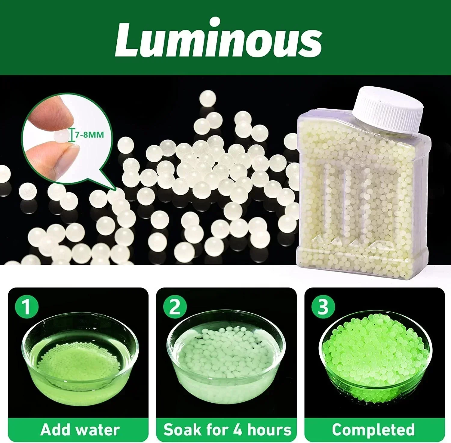SOTLumineux lueur dans l'obscurité décor à la maison perles d'eau perle Gel boule polymère Hydrogel en pot cristal boue magique gelée Splater balle