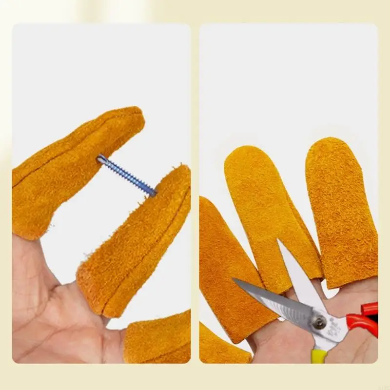 

Protective Leather Finger Guards for Welding And Carving Activity Crafting Quilting Heat Resistant & Comfortable to Wear