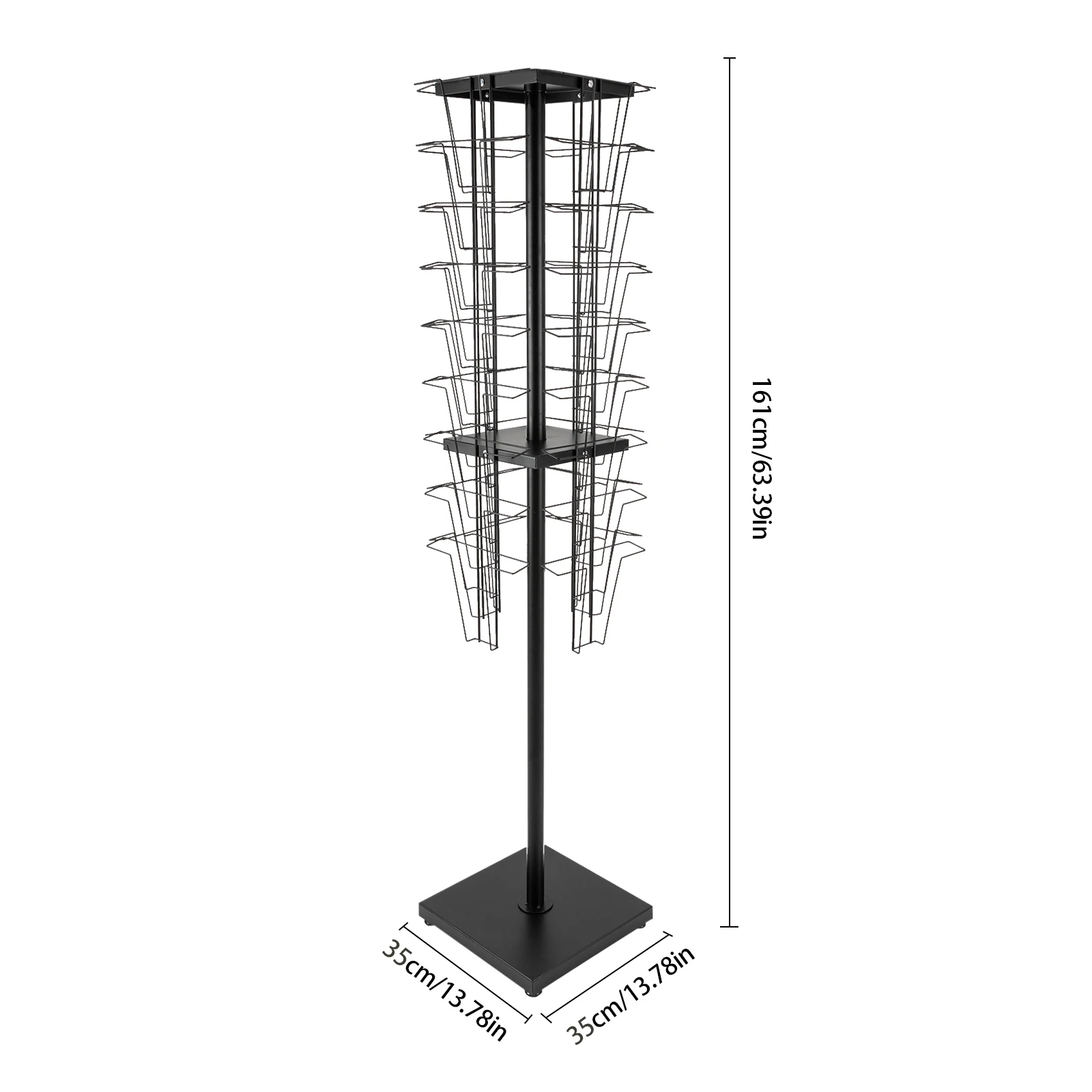 Foldable Magazine Rack with 36 Pockets, Electrostatic Spray Finish, Rotatable for Office, Home & Library Storage