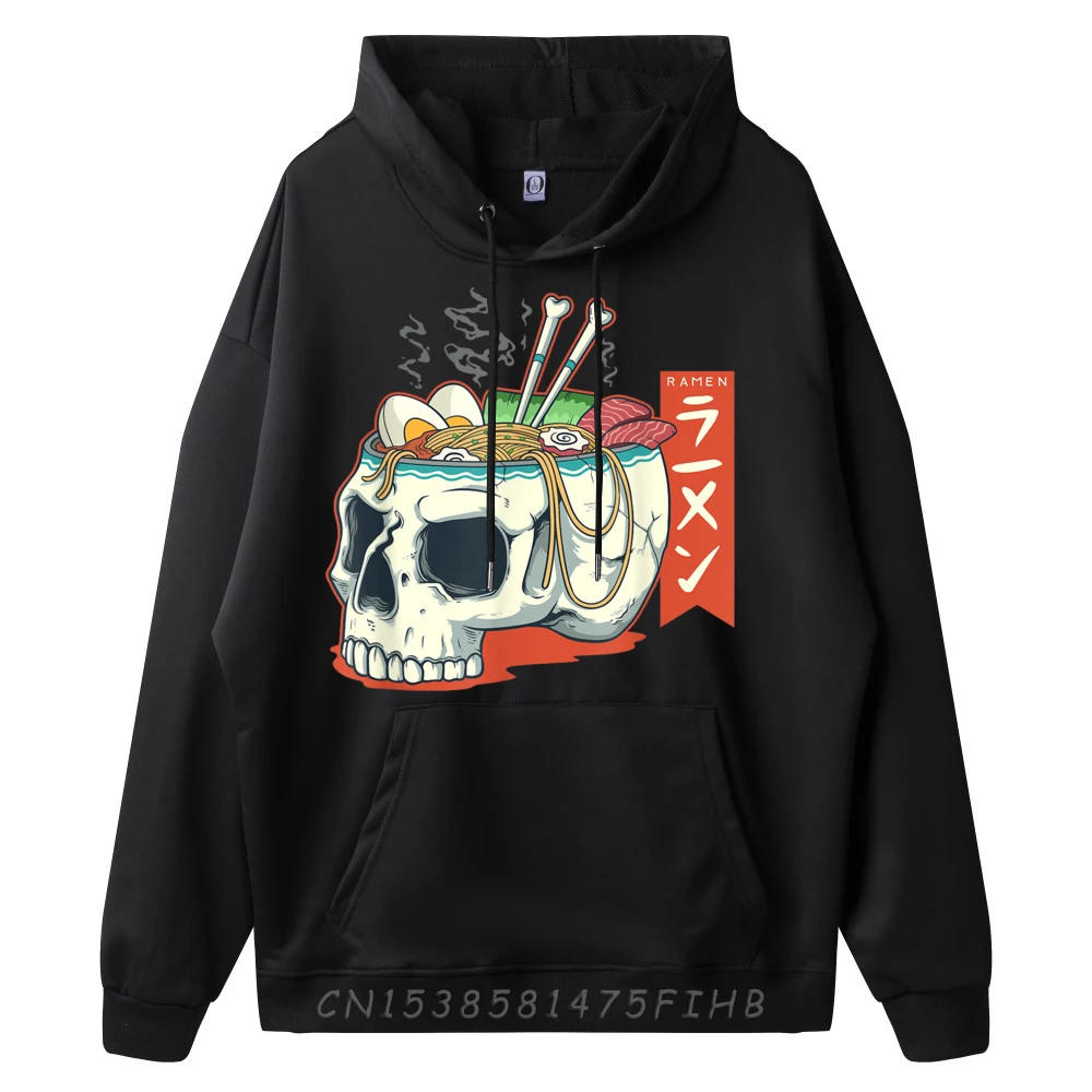 Skull Bowl Ramen Ramen Noodle Japanese Men Clothes Vintage Cool Long Sleeve Pullover Hoodie For Men