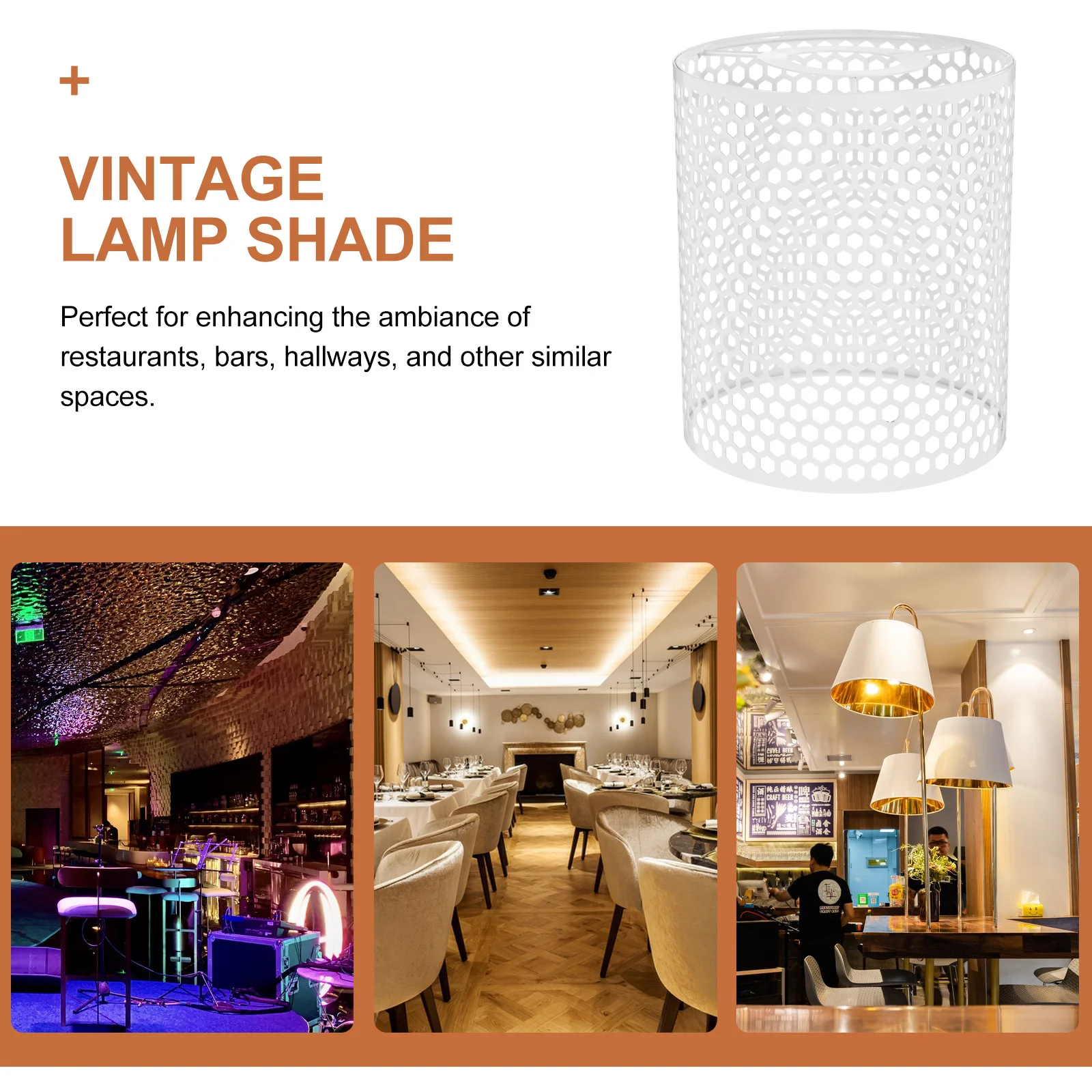 

Vintage Iron Lamp Shade Hollow Out Drum Design Durable Pendant Light for Restaurant Bar Hallway Rustic Lampshade