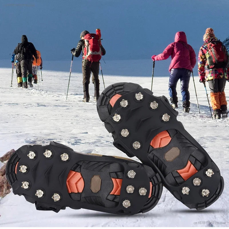 Crampones antideslizantes de 11 tachuelas para escalada, tacos de empuñaduras de hielo, cubiertas antideslizantes para zapatos, pesca al aire libre, Invierno