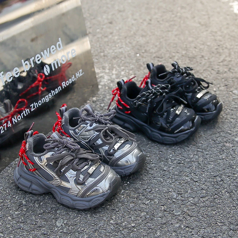 أحذية رياضية للأطفال من جلد الغزال لخريف وشتاء، أنماط جديدة للأولاد والبنات، أحذية أبي قطنية، أحذية رياضية للأطفال