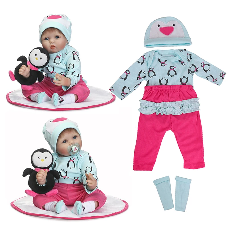 55CM silikonowe prawdziwe Reborn ubranka dla lalki akcesoria do butów 22 cali lalki dla dzieci piękne ubrania kombinezon sukienka sweter DIY zabawki