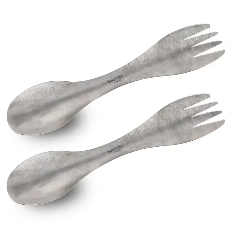 

Titanium Spork, 2pcs Titanium Spork Ultralight Titanium Tableware Portable Outdoor Camping Picnic Spoon Cutlery