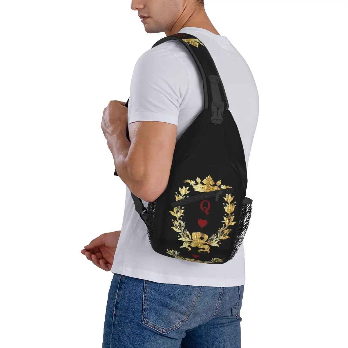 Bolso de pecho Queen Of Hearts para hombre, mochila cruzada, bolso de pecho, mochila de viaje para senderismo, bolso de hombro