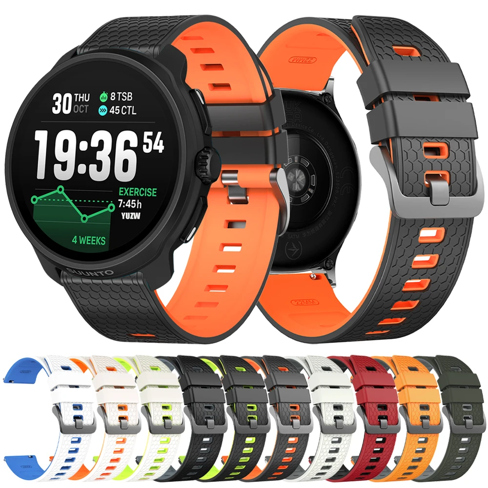 22 mm zweifarbiges Silikonband für Suunto RACE 2 S/Run/Ocean/Vertical Ersatzarmband für Suunto 5 9 Peak Pro Armband