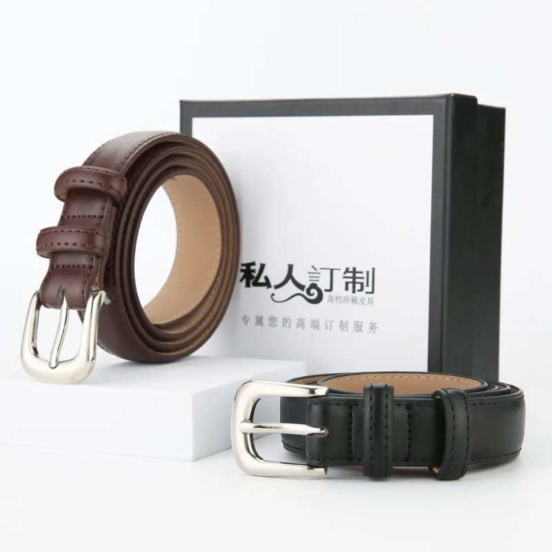 

Black Genuine Leather Luxury Belt for Women Paired with Jeans 2023 New Fashionable and Versatile High-end Fine Waistband