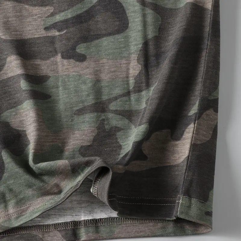 Men's Summer Round Neck All-Cotton Casual Camouflage Short-Sleeve T-Shirt view 6