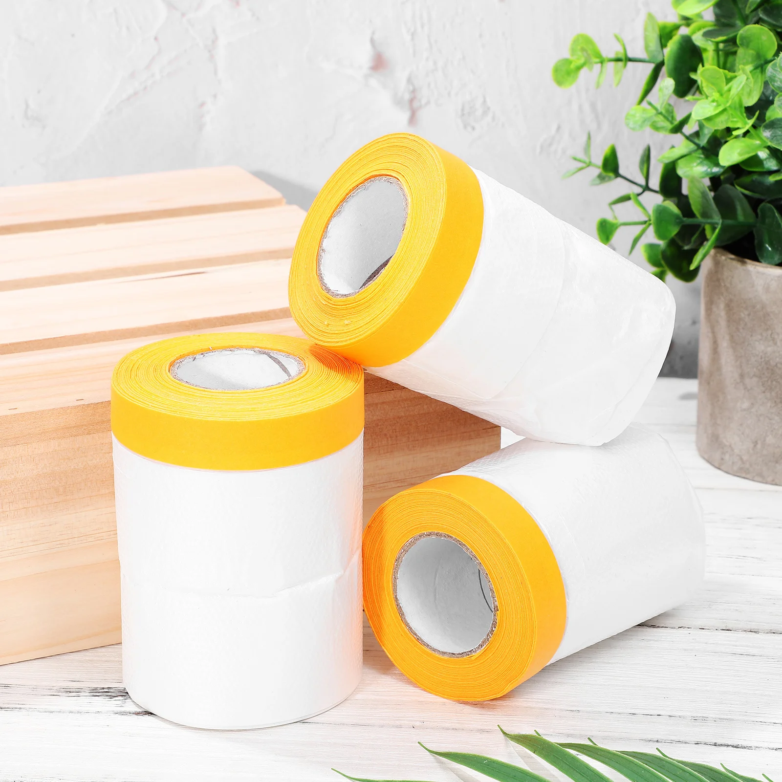 

6 Rolls Masking Paper Cover Film Self Adhesive Tape Dust Protection Tapes for Floor Furniture Carpet Mural Painting Renovation