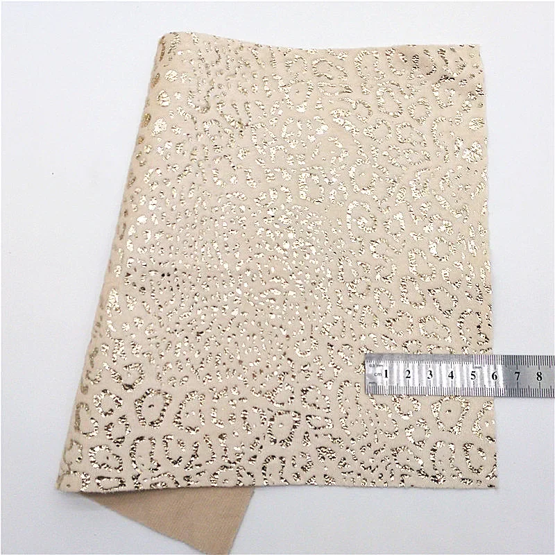 Cream Chunky Glitter Leather Gold Leopard Velvet Fabric Metallic Snake Leather Mirror Faux Fabric For Bows DIY 21x29CM Q739