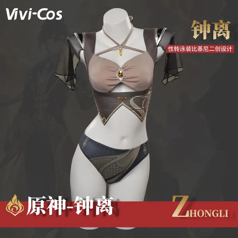 

Vivi-Cos Game Genshin Impact Zhongli Sex Reversion Sexy Swimsuit Cosplay Women's Costume Halloween Comic Con New XS-L