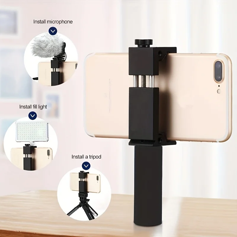 Aluminum Phone Tripod Mount Cold Shoe Mount, Support Vertical and Horizontal, Universal Adjustable Clamp for iPhone 12 11 Pro